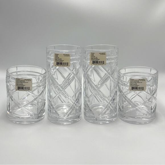 New Ralph Lauren Brogan Two Old Fashioned & Two Highball Glasses Lead Crystal - Picture 1 of 10